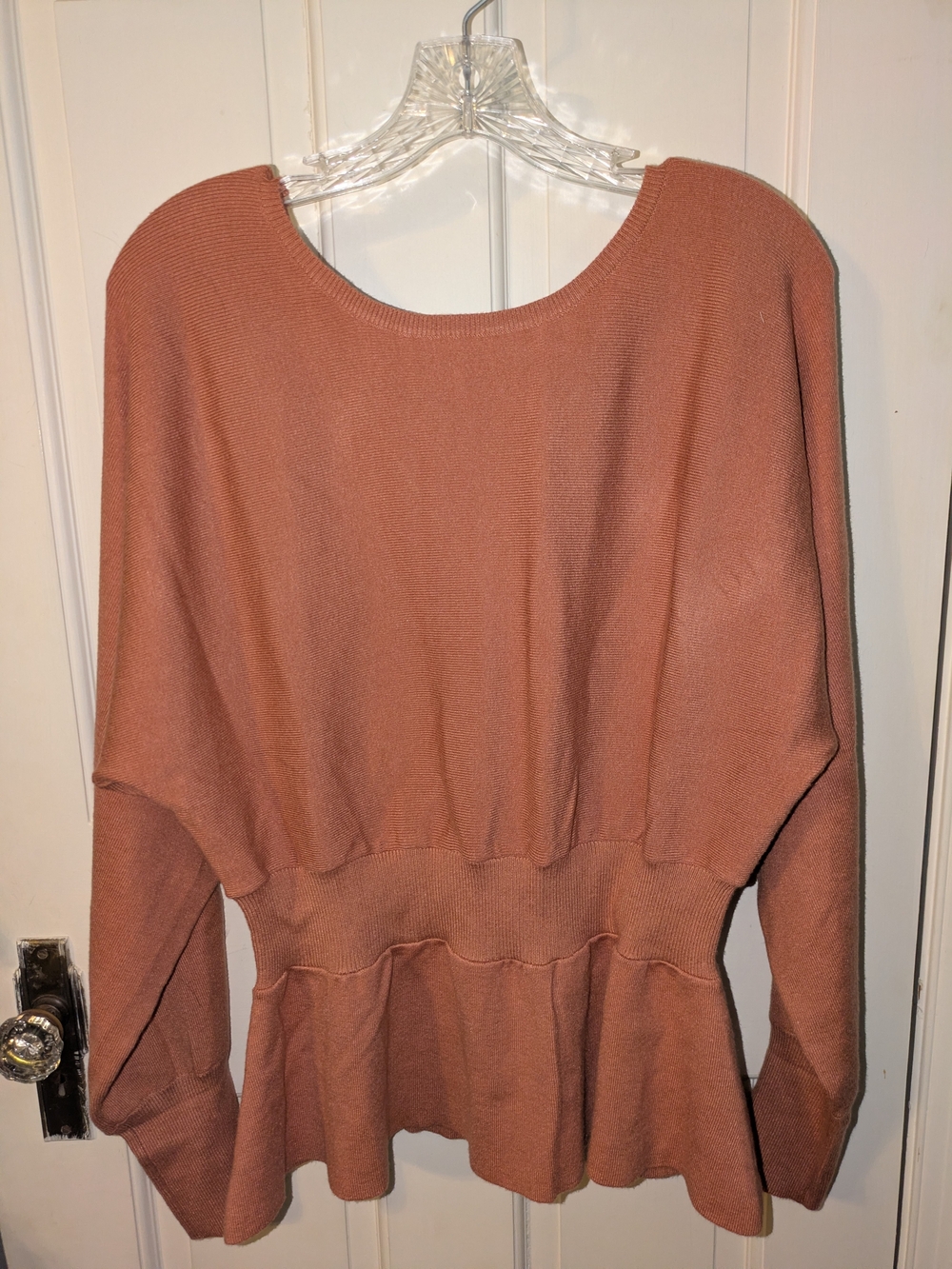 Hem & Thread Rust Long Sleeve Peplum Sweater